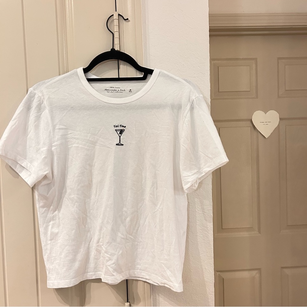 White Graphic Tee with Martini Glass